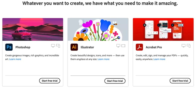 ejemplo de ecosistema de productos: Adobe 