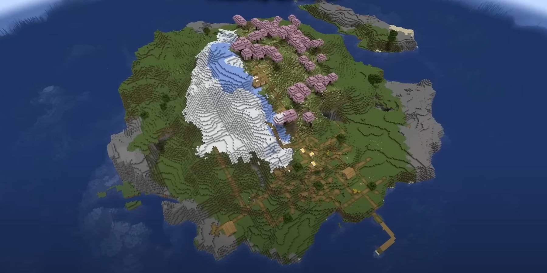 Semilla de la isla de flor de cerezo de Minecraft