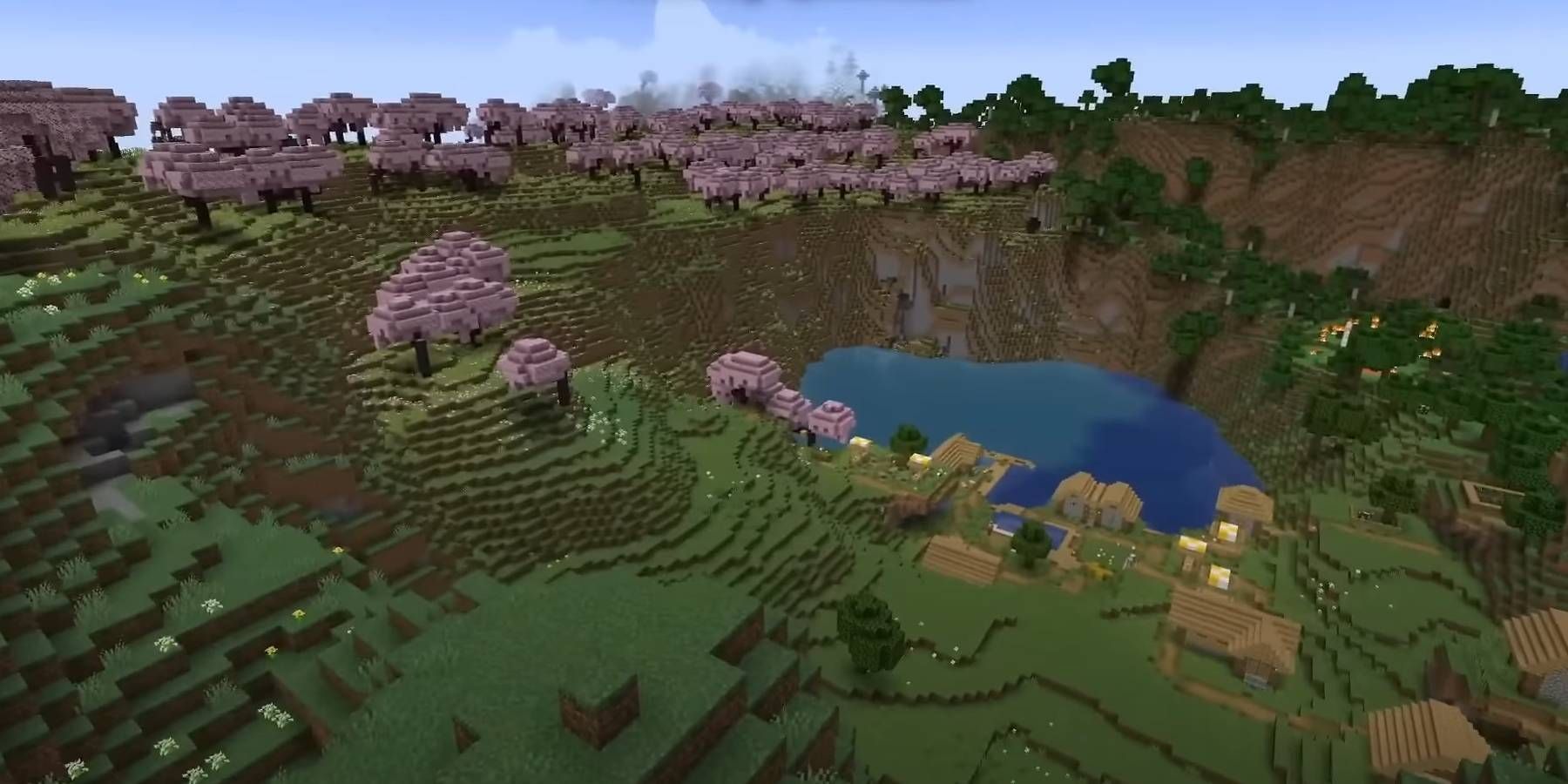 Semilla de Minecraft Lake & Village Blossom Valley