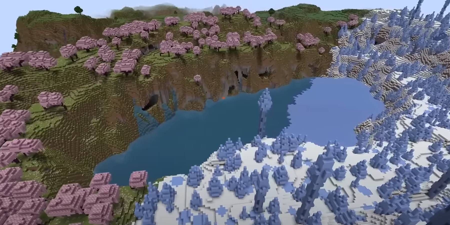 Semilla del lago congelado de cerezas de Minecraft