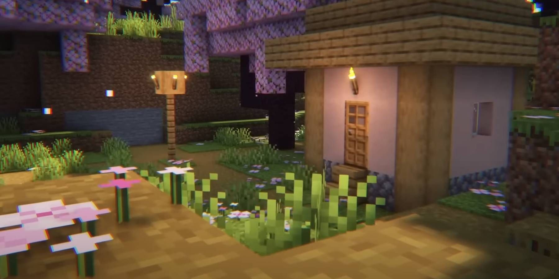 Minecraft Village en el corazón de Cherry Blossoms Seed