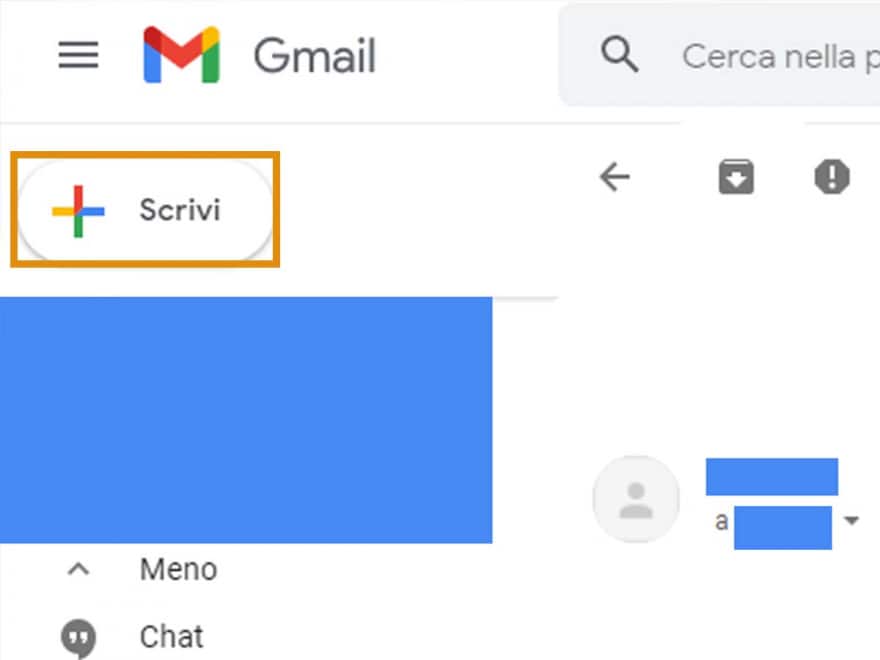 El "Escribir"  para crear un nuevo mensaje de correo electrónico con Gmail