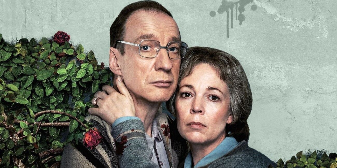 David Thewlis and Olivia Colman in 'Landscapers' poster.