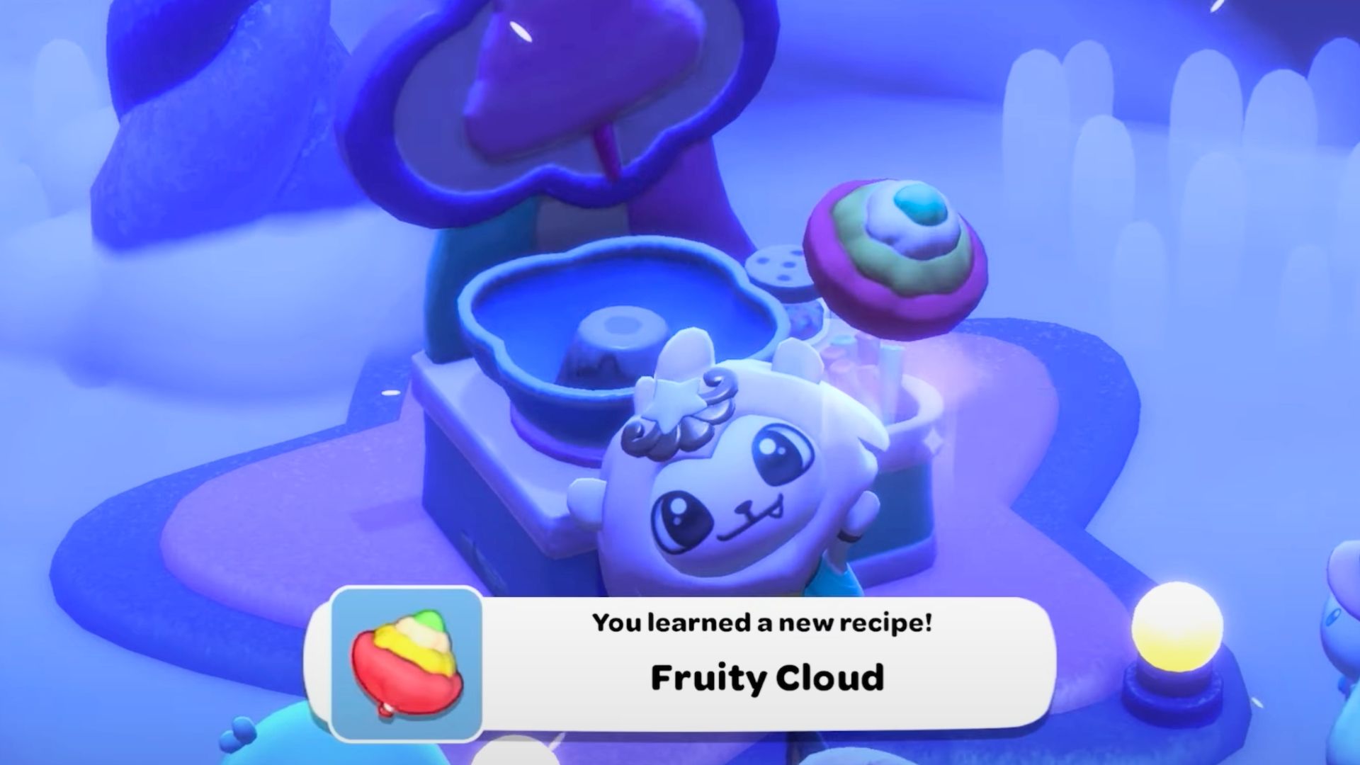 Jugador sosteniendo Fruity Cloud en Hello Kitty Island Adventure