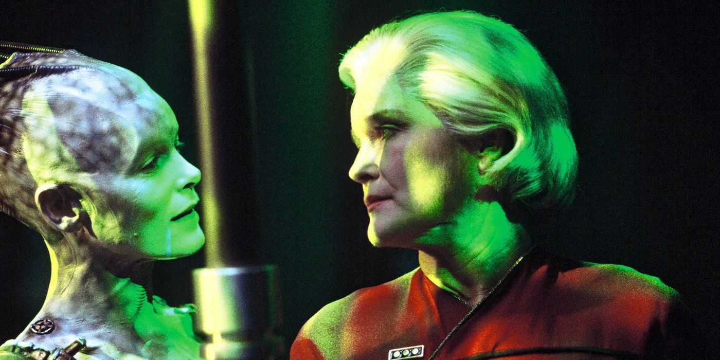 Borg Queen con la almirante Janeway en Star Trek: Voyager