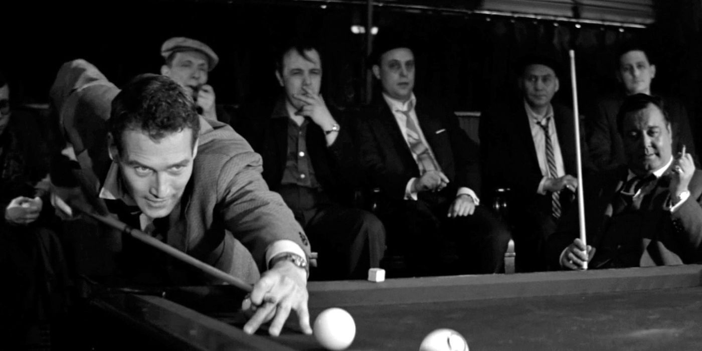 Paul Newman as Eddie playing pool in The Hustler