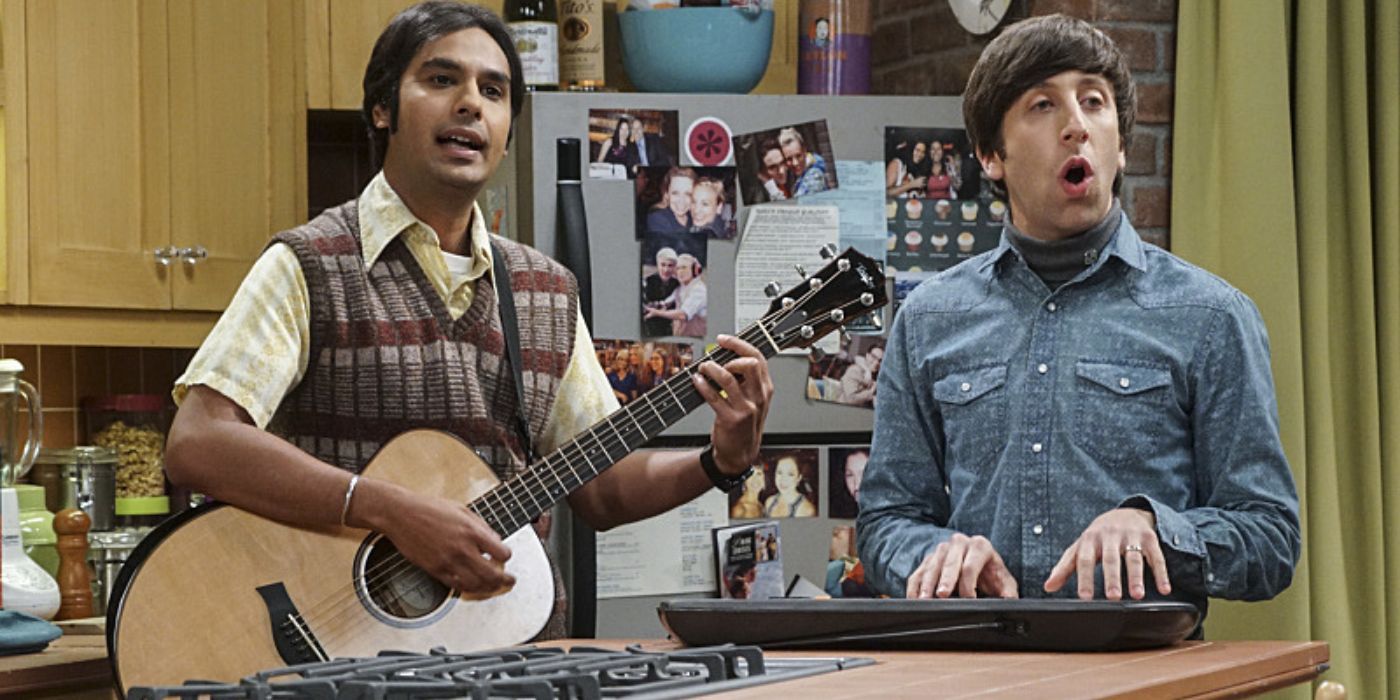 Raj y Howard tocando instrumentos y cantando en The Big Bang Theory