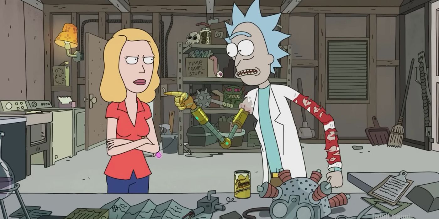 Rick gritándole a Beth en el ABC de Beth sobre Rick y Morty.