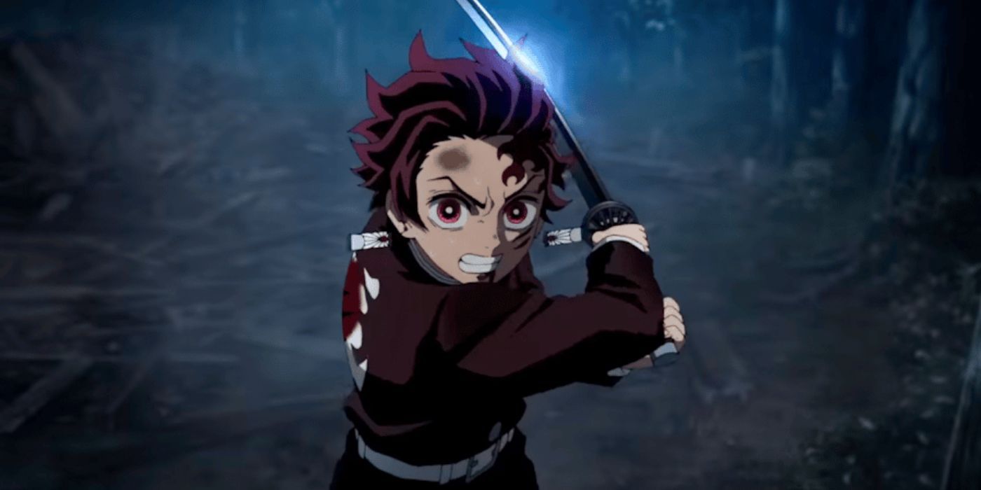 Tanjiro wielding a sword in Demon Slayer