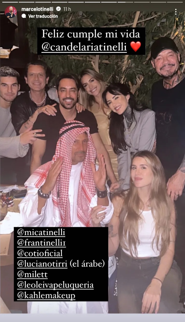 Marcelo Tinelli invited Milett Figueroa to the family dinner for Candelaria's birthday.  (Photo: Instagram/marcelotinelli)