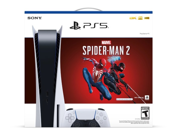 La caja de la Consola PlayStation 5 de Discos Marvel's Spider-Man 2 Bundle.
