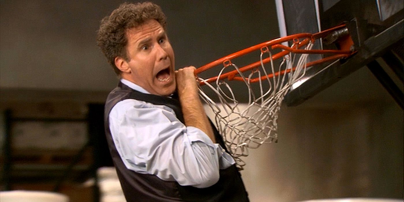Will Ferrell colgado de un aro de baloncesto en The Office