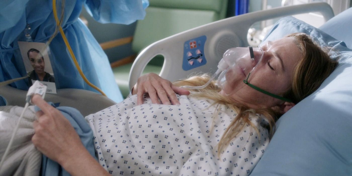 Meredith Gray en una cama de hospital con Covid en Grey's Anatomy
