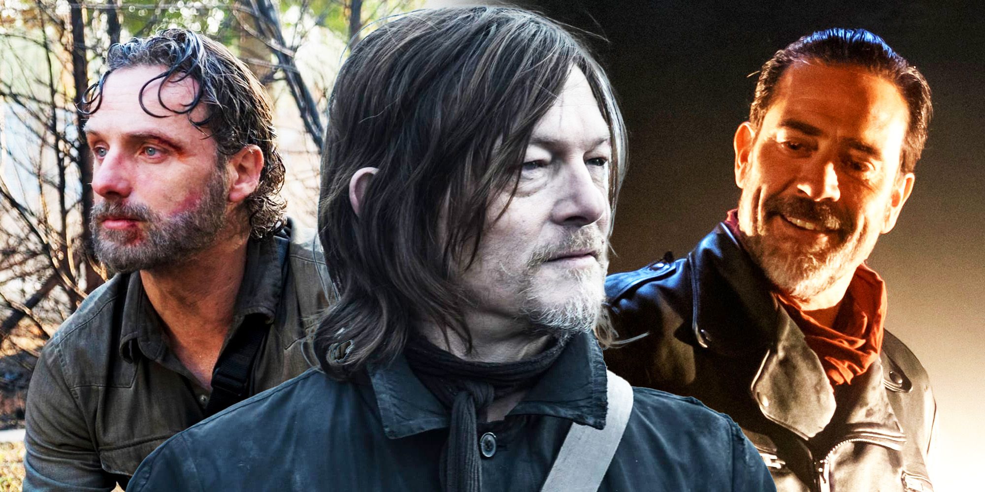 Daryl Dixon en su programa derivado, Rick en The Walking Dead y Negan en Dead City