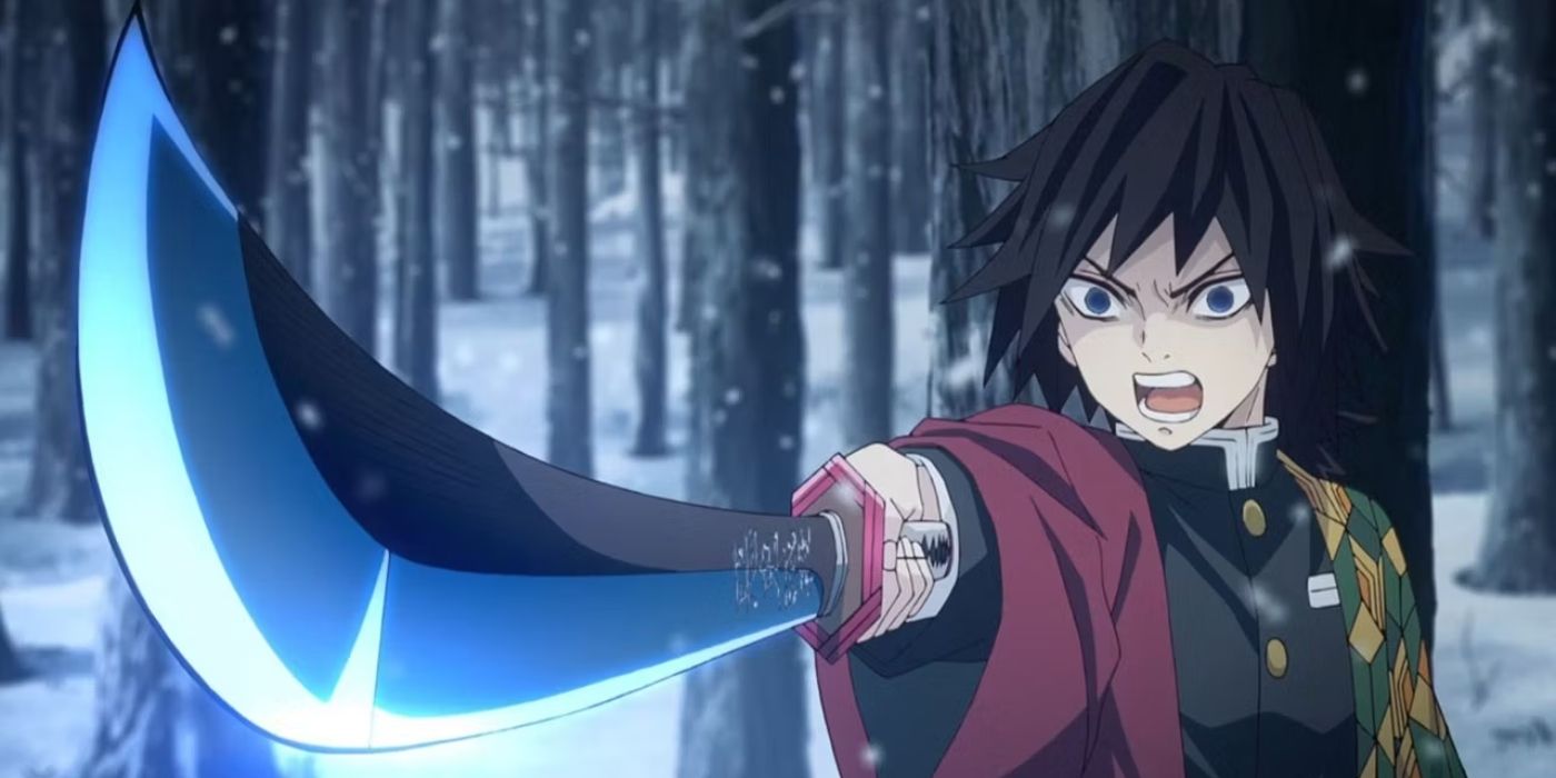 Giyu Tomioka de Demon Slayer y la espada nichirin azul