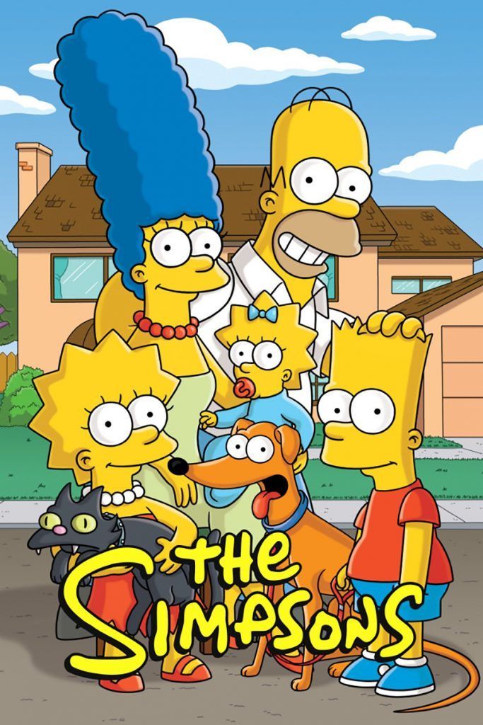 Cartel de Los Simpson mostrando a toda la familia.