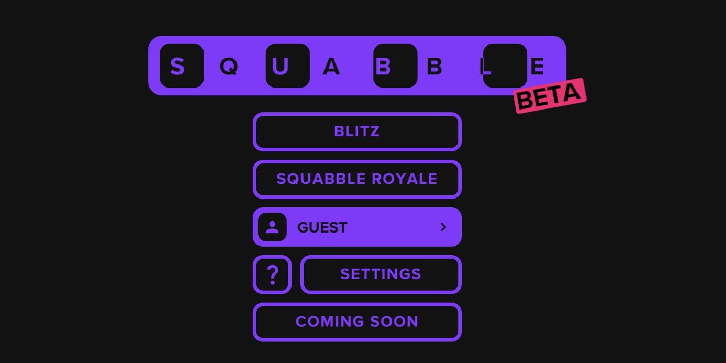 Tablero beta para el juego en línea Squabble
