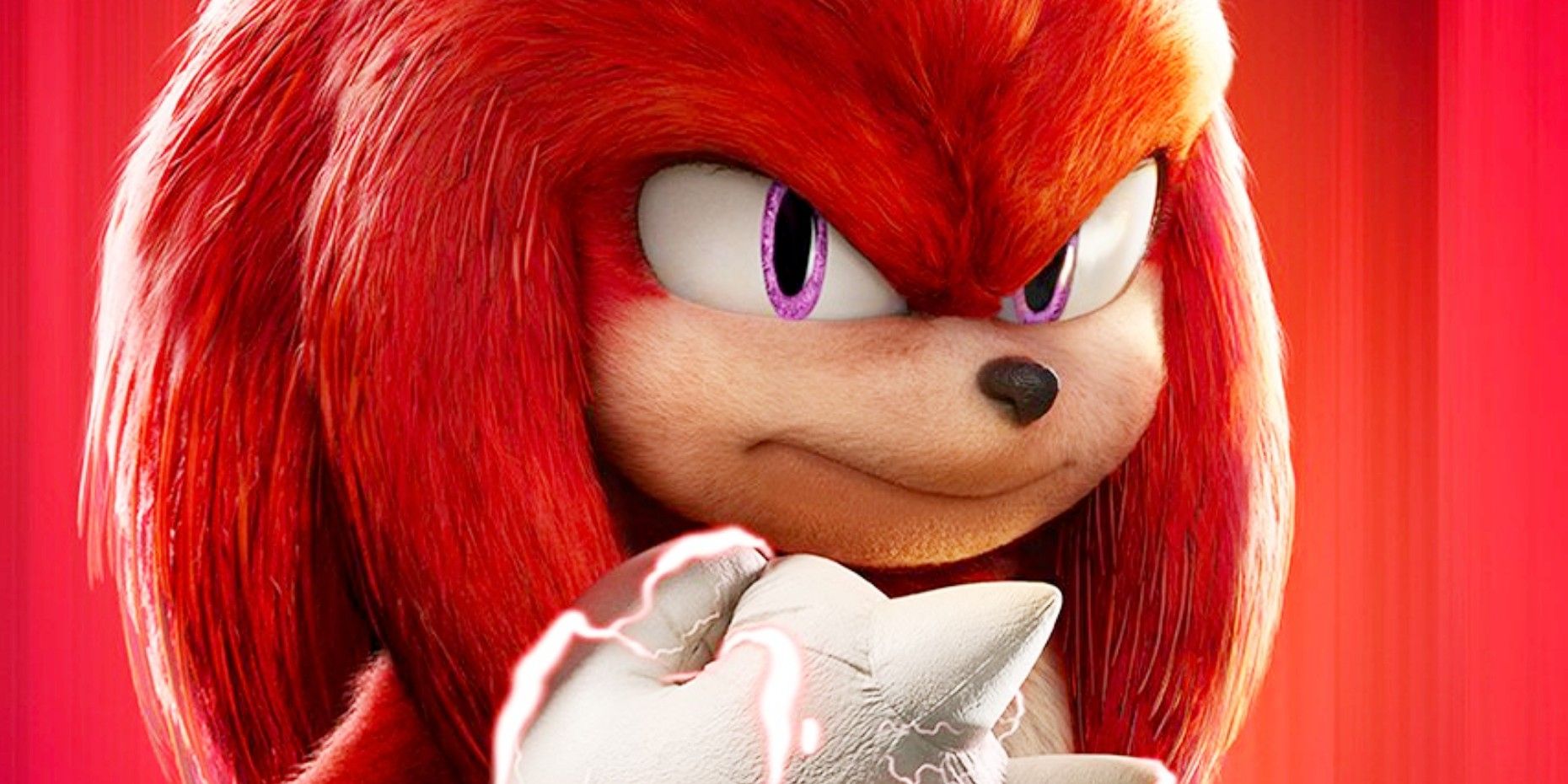 Knuckles formando un puño con un fondo rojo en Sonic the Hedgehog 2 Póster