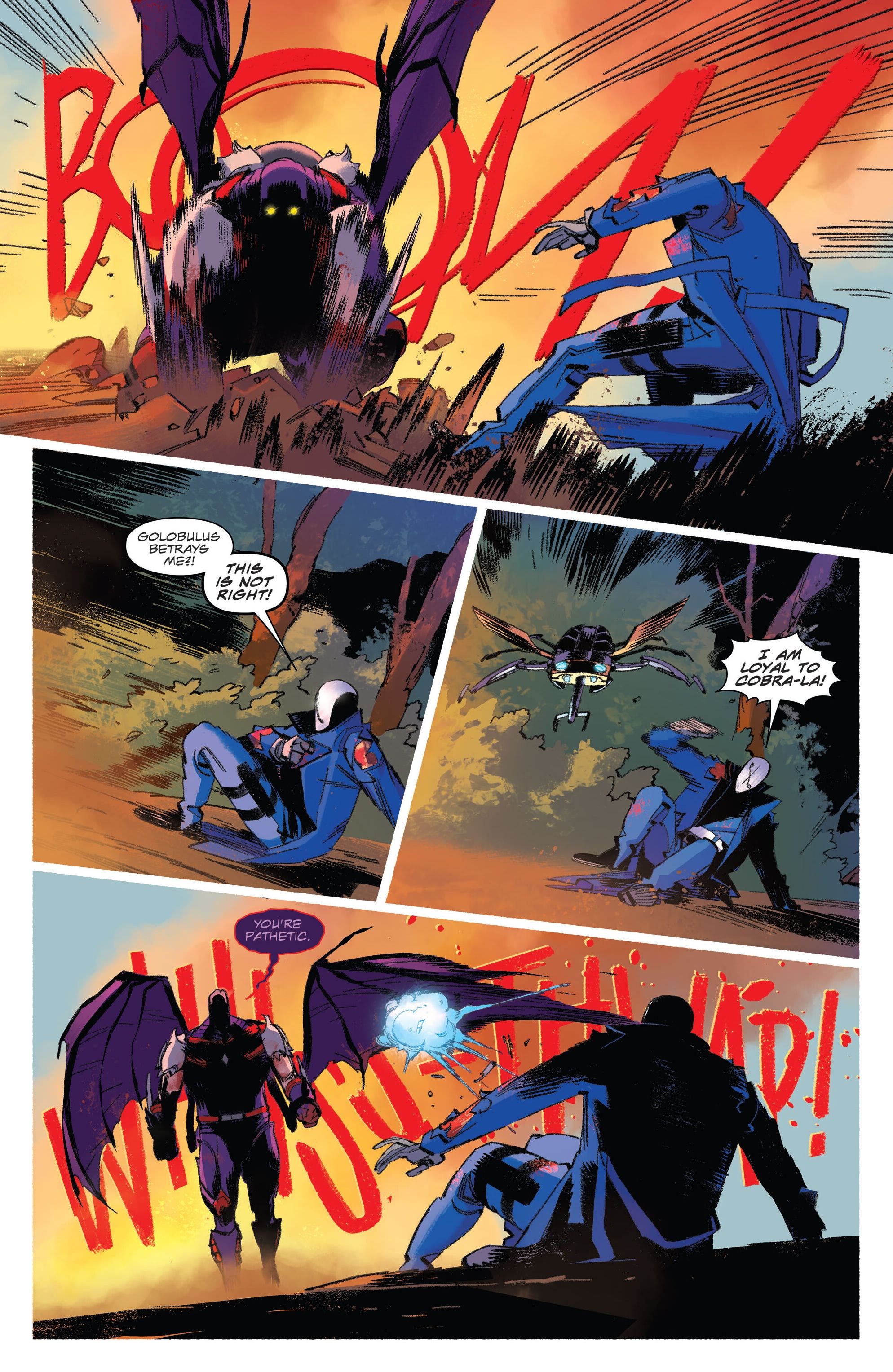 Cobra Commander #4, Nemesis Enforcer atacando brutalmente a Cobra Commander