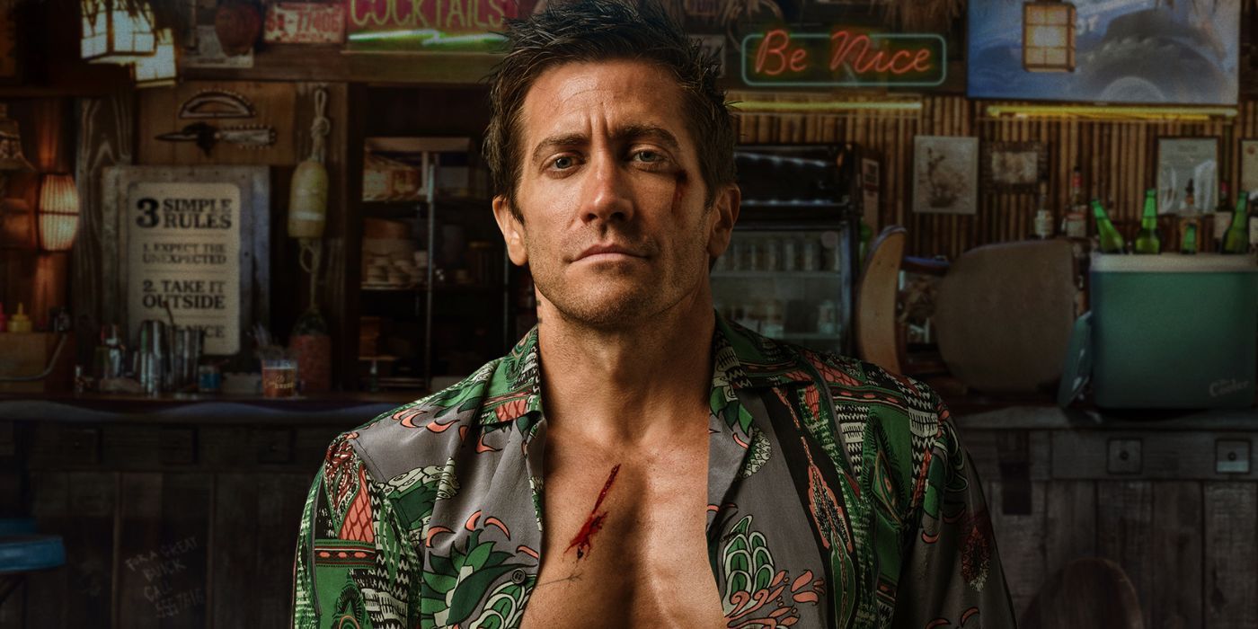 Jake Gyllenhaal se sienta en un bar con cortes en el pecho en el cartel de Road House