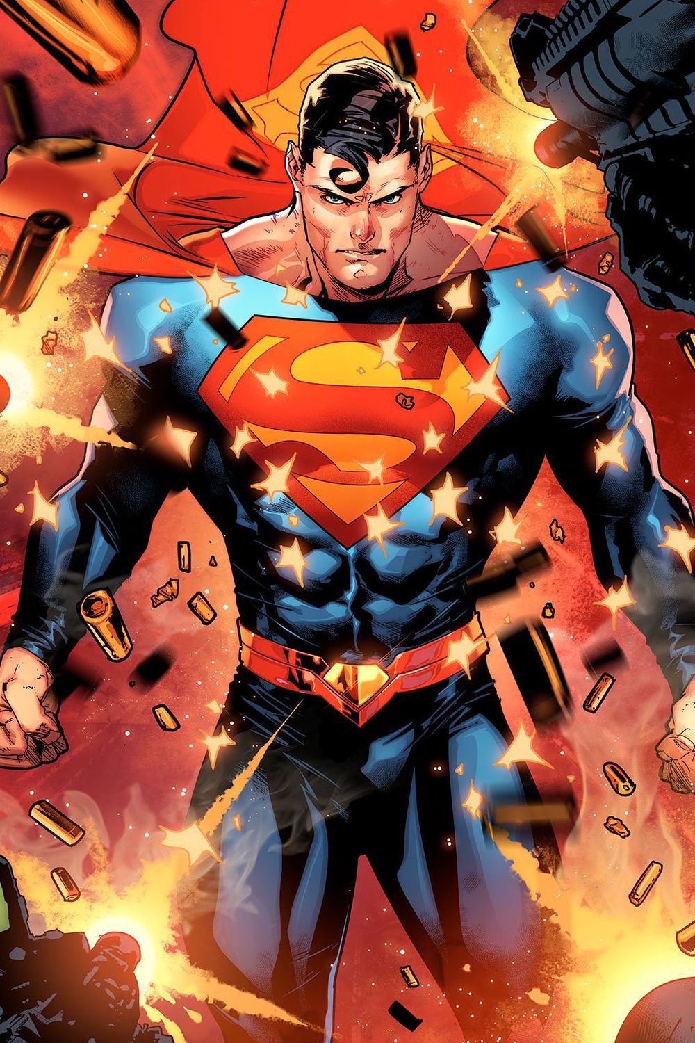 Superman desviando balas en el arte cómico de Jorge Jiménez