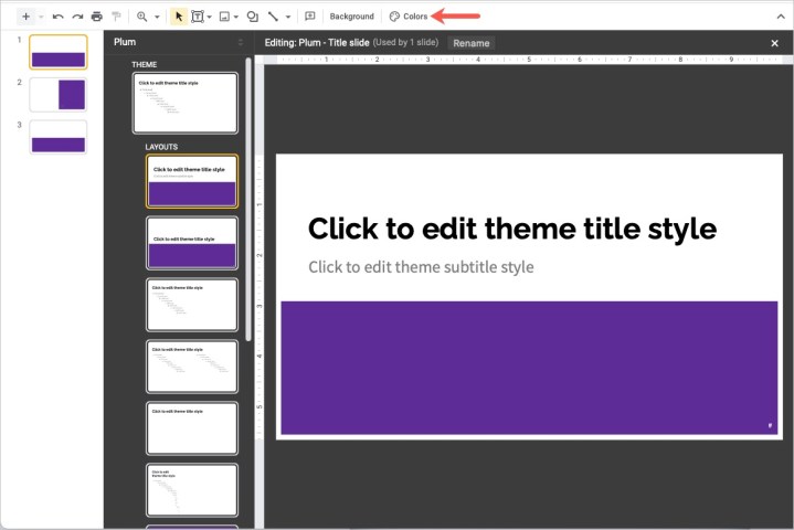 Botón de colores en la barra de herramientas del Creador de temas.