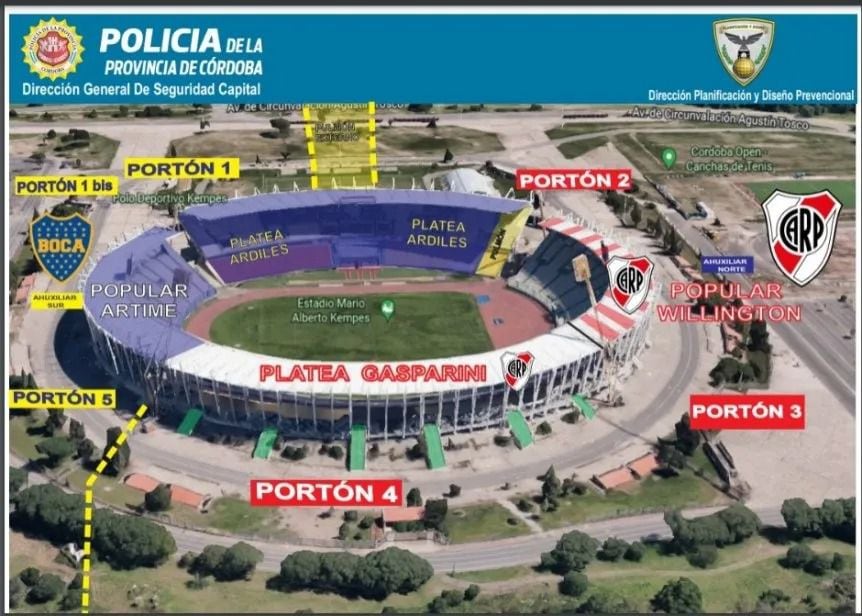 This will be the location of the Boca vs. partialities.  River next Sunday to Córdoba.  / Courtesy.