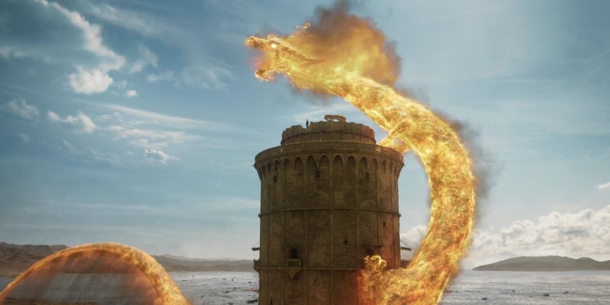 El estandarte del dragón de fuego sobre Falme en el final de la temporada 2 de 'La rueda del tiempo'