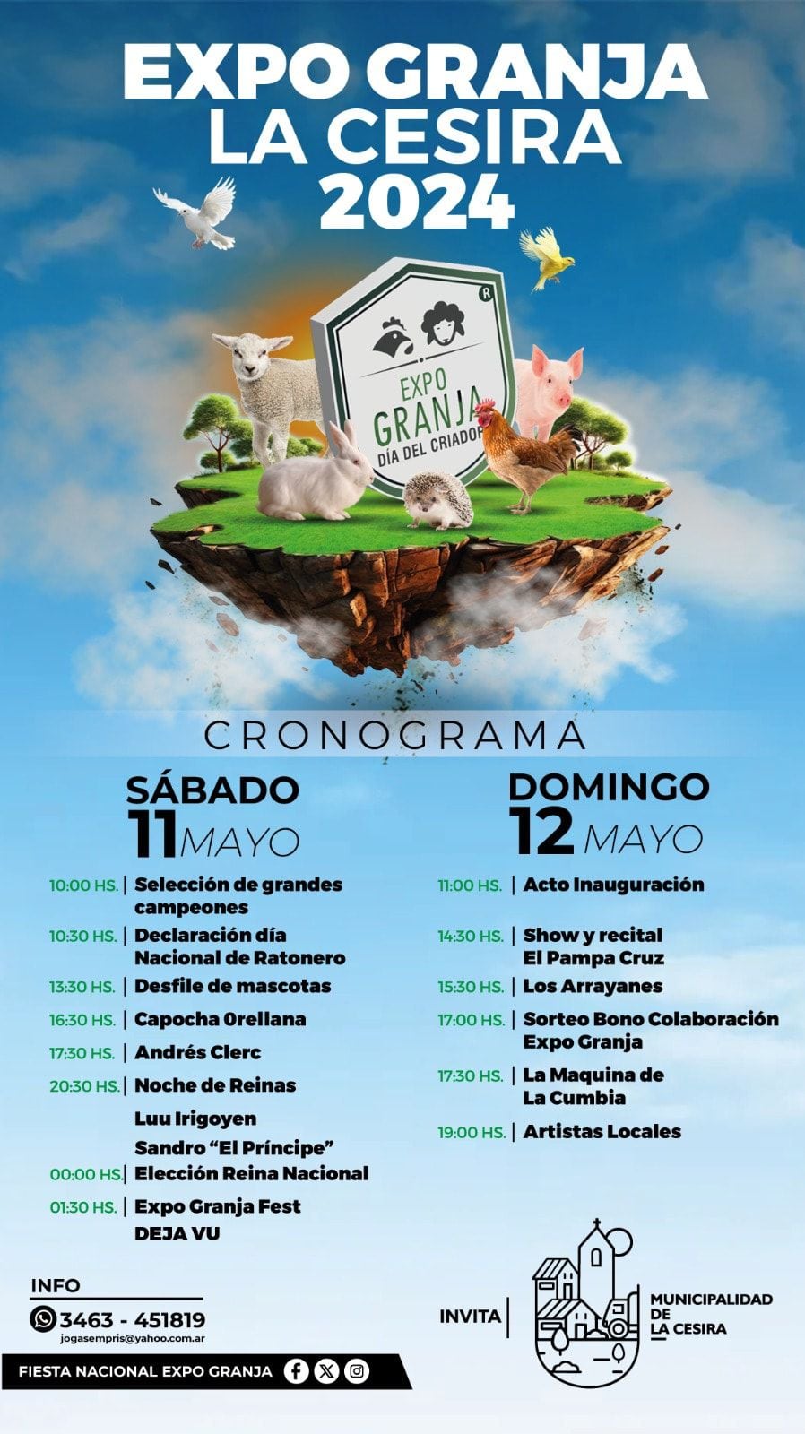 The schedule of Expo Granja activities.