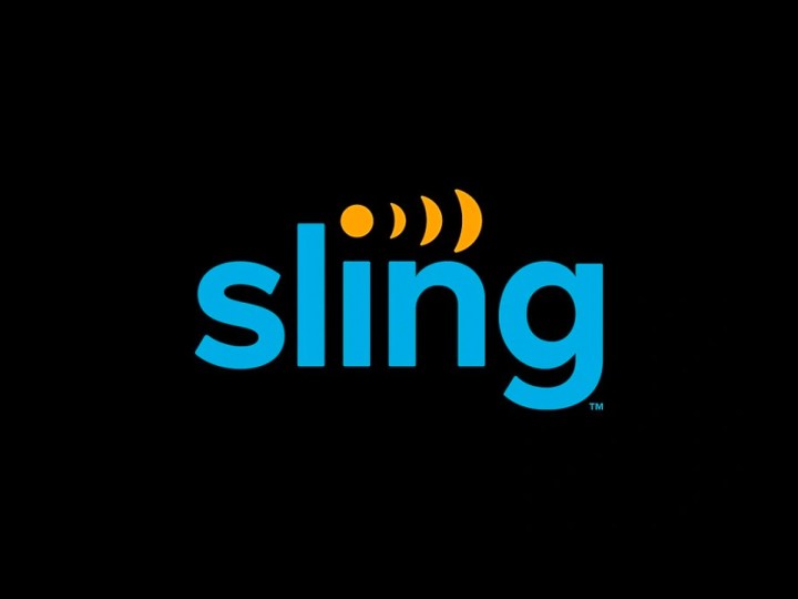 El logotipo de Sling TV sobre un fondo negro.